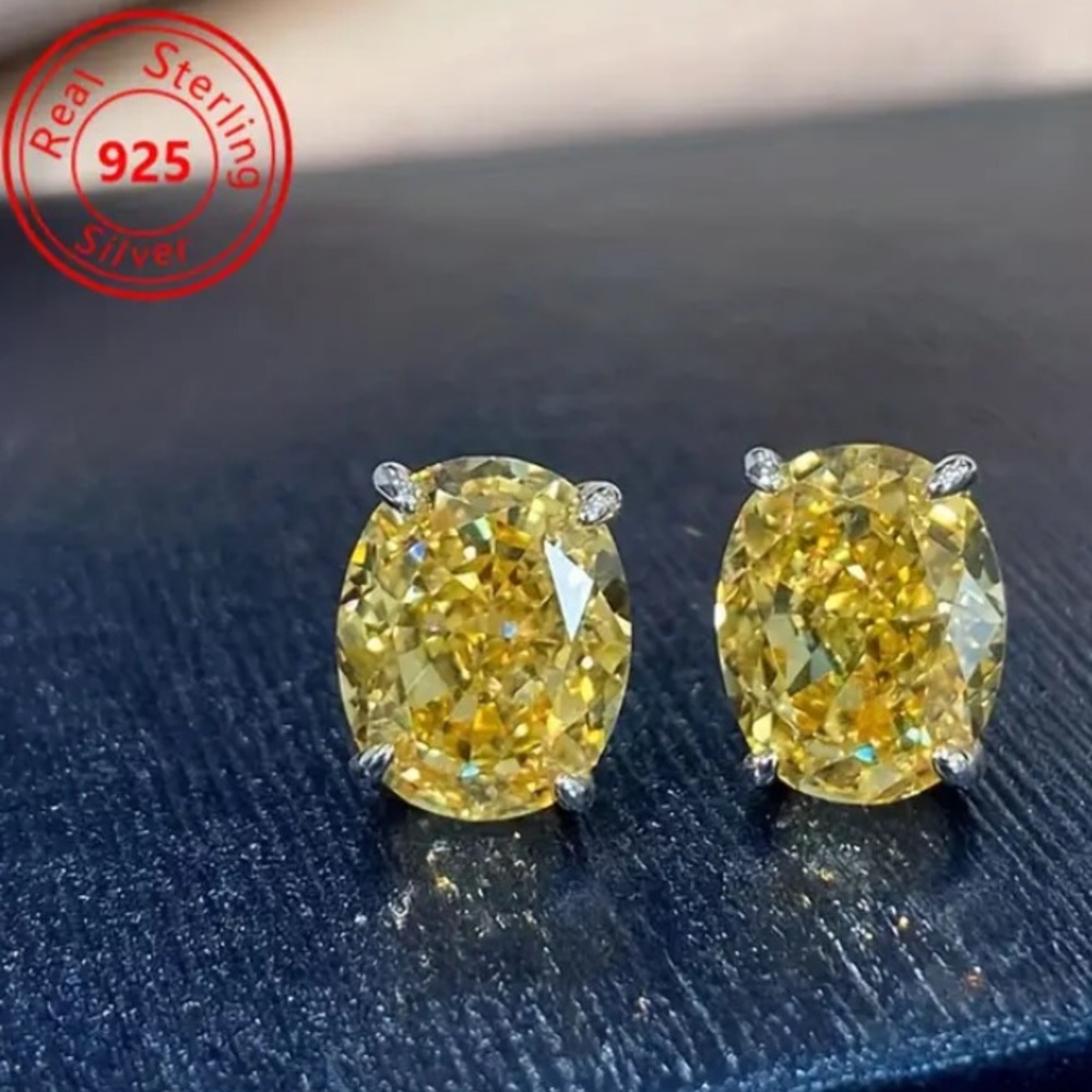 Faceted Citrine & 9.25 Sterling Silver Stud Earrings